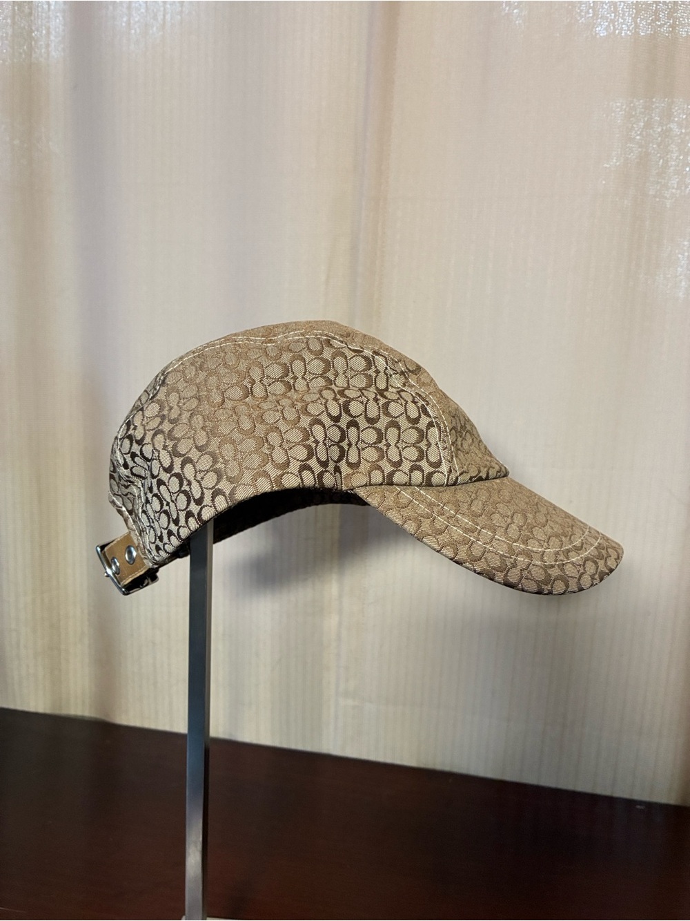 Coach Monogram Baseball Cap in Beige and Brown
